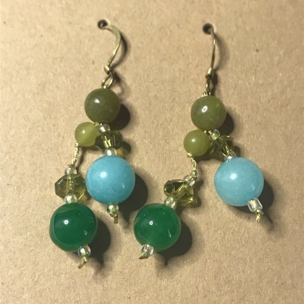 Silver 925 Gold Plated Handmade artisan Bead Drop‎ Dangle EARRINGS